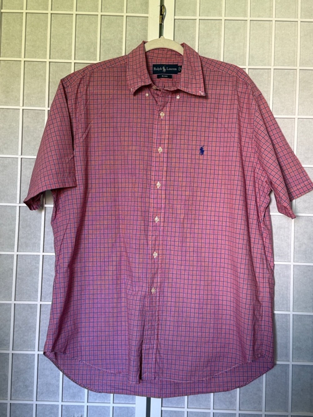 POLO RALPH LAUREN PLAID SHORT SLEEVE SPORT SHIRT RED MENS LARGE